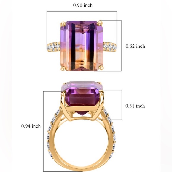 Exquisite Ametrine 10K Yellow Gold, Moissanite Ring 4.80 Grams 10.60 ctw - Picture 6 of 11